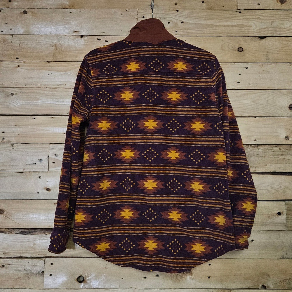 Duluth Trading Co Womens Fleece Shirt Jacket Southwestern Purple Orange M Aztec - Picture 2 of 6